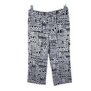 Alfred Dunner Black White Cotton Spandex Patterned Capri Stretchy Legging Pants
